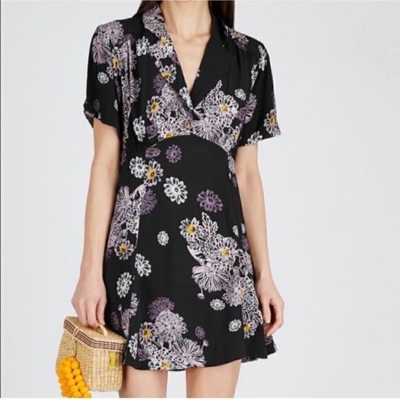Free People Dresses & Skirts - NWT Free People Floral Blue Hawaii Dress in Black